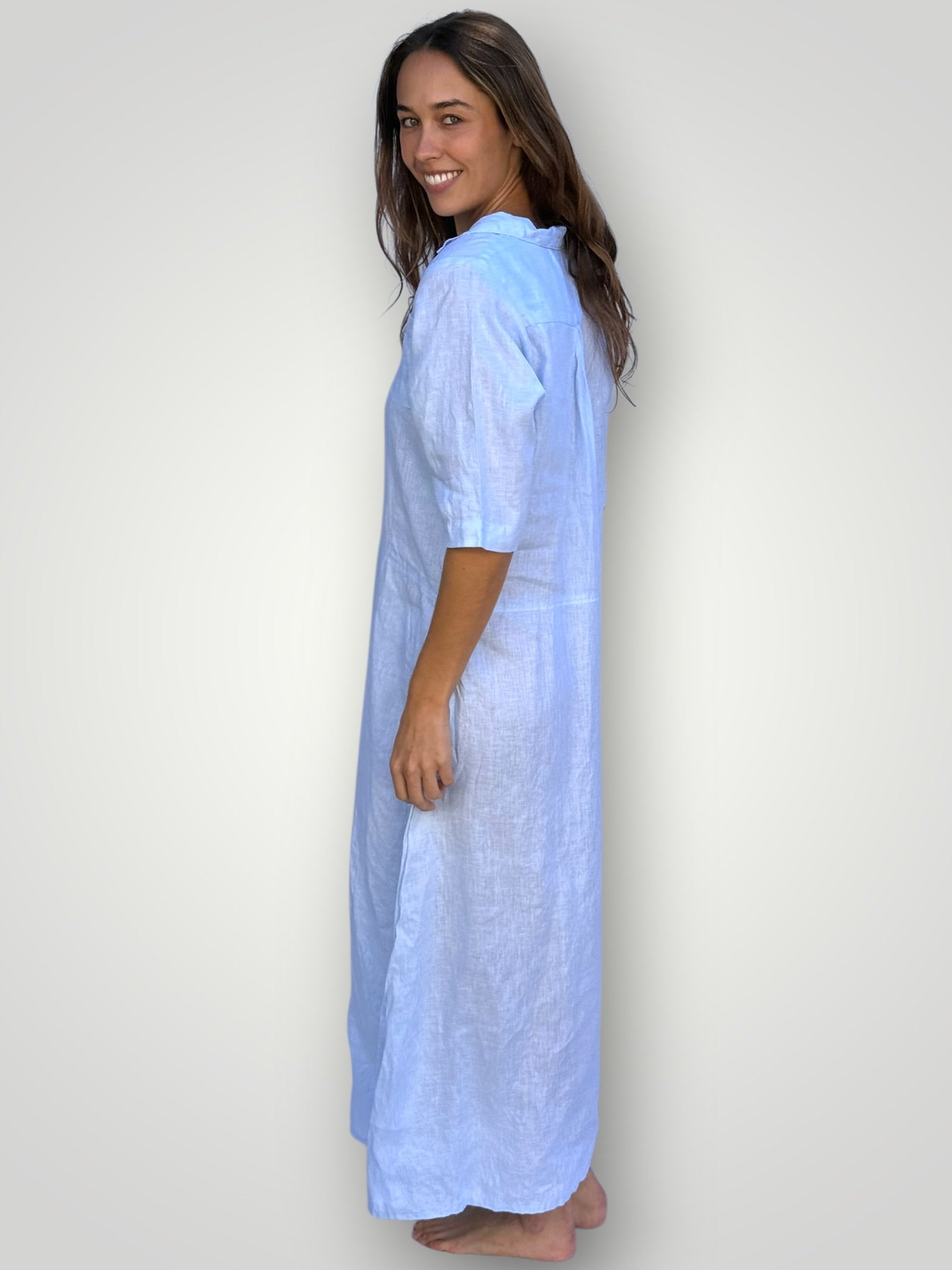 bridget dress - soft blue linen Apparel
