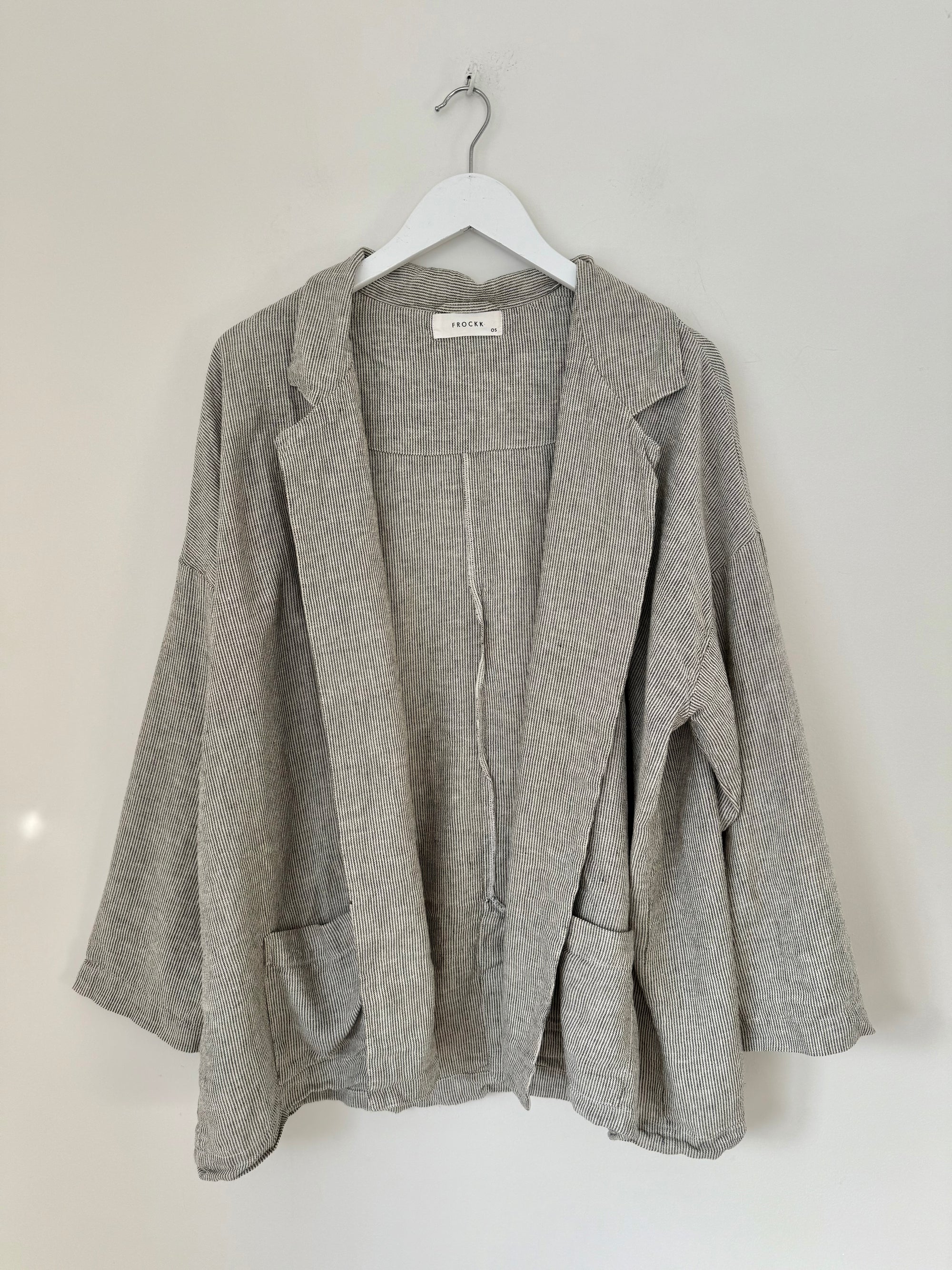 albert blazer - fine grey stripe linen Shirts