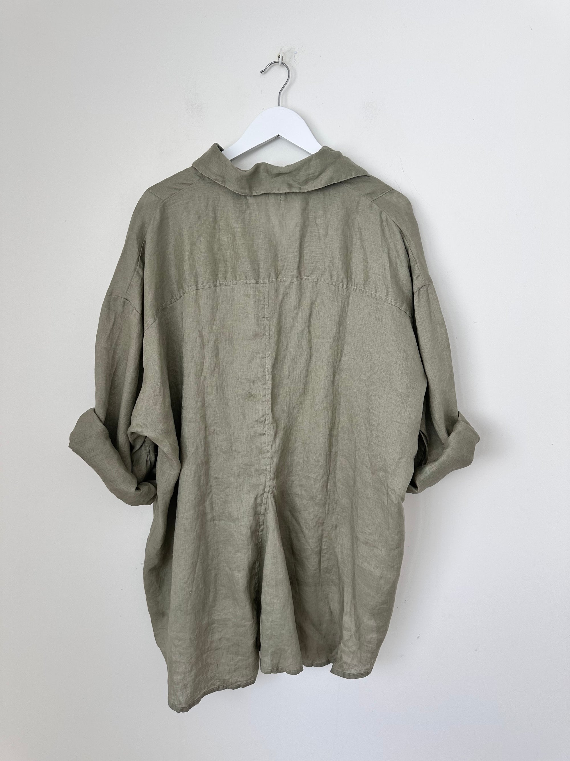 megan shirt - sage linen Apparel