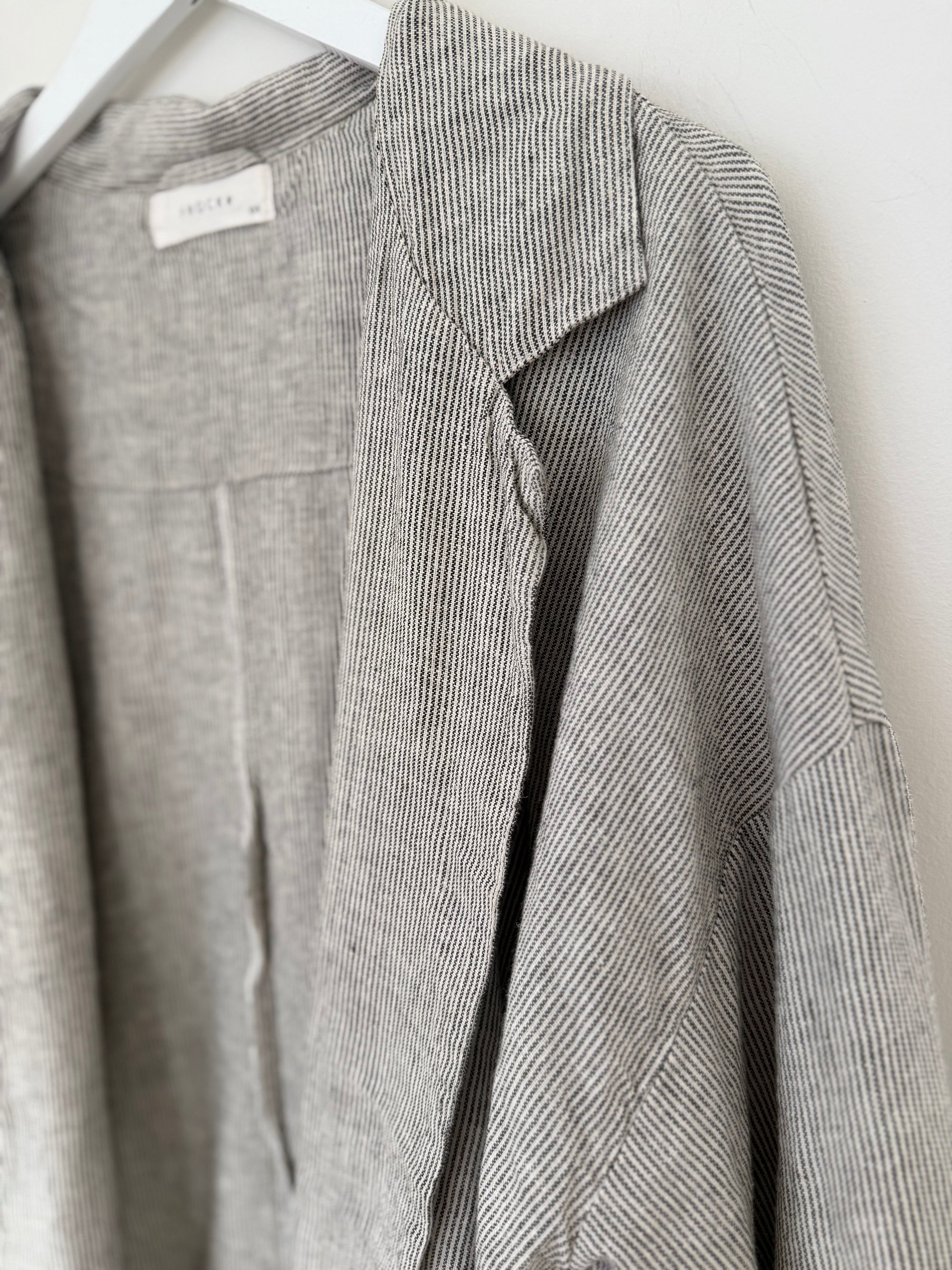 albert blazer - fine grey stripe linen Shirts