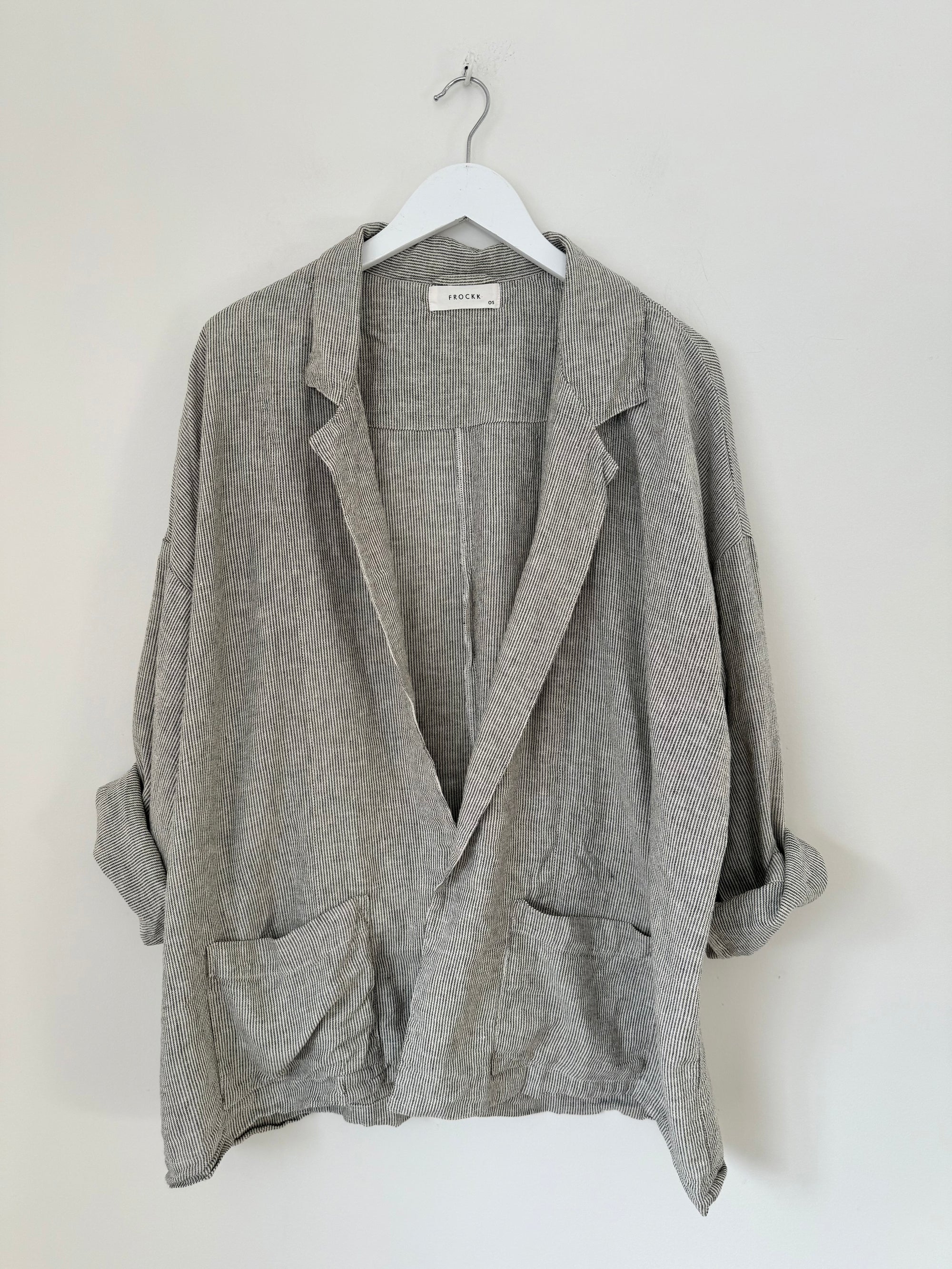 albert blazer - fine grey stripe linen Shirts