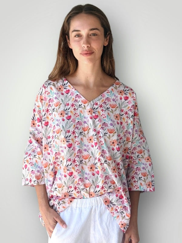 lydia top - tulip floral cotton