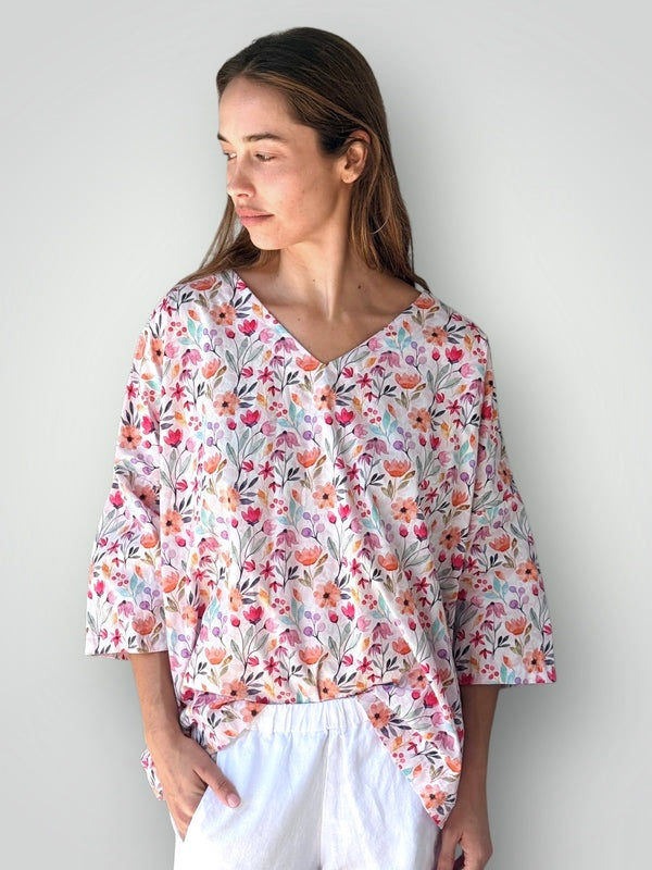lydia top - tulip floral cotton
