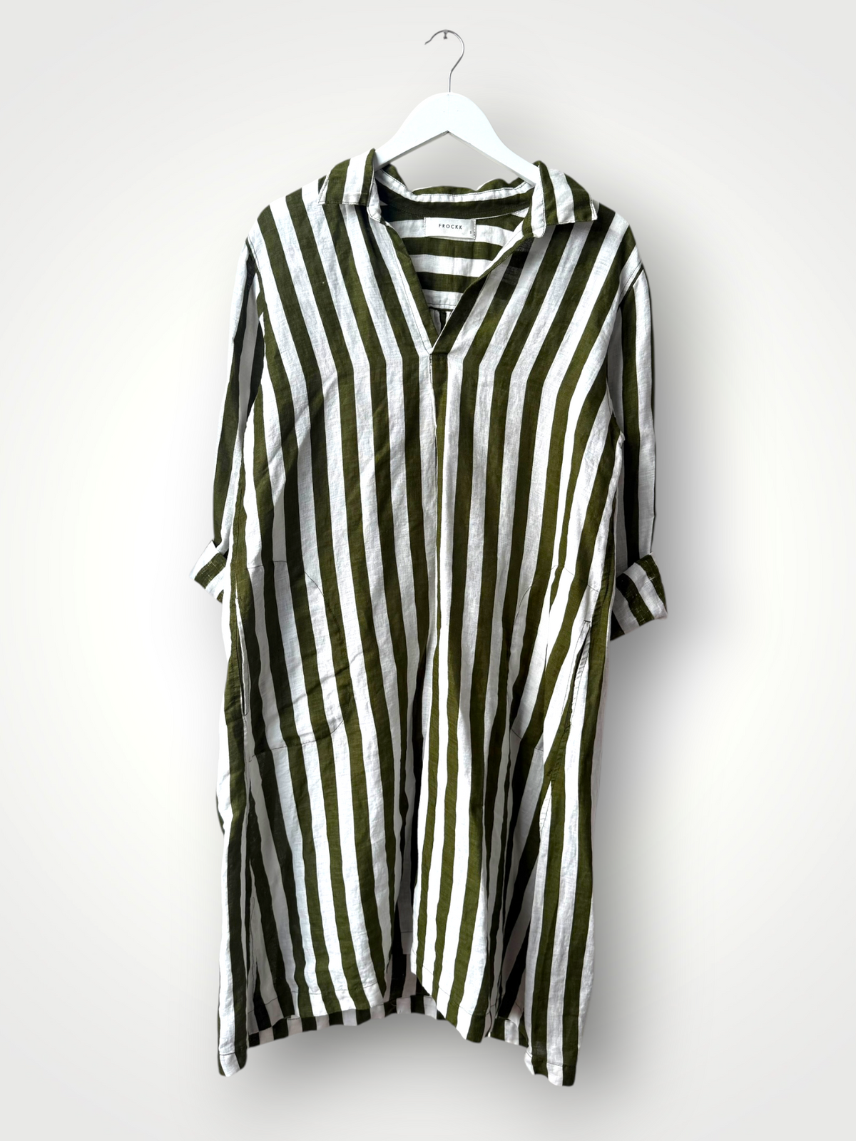 bianca dress -army stripe linen Apparel