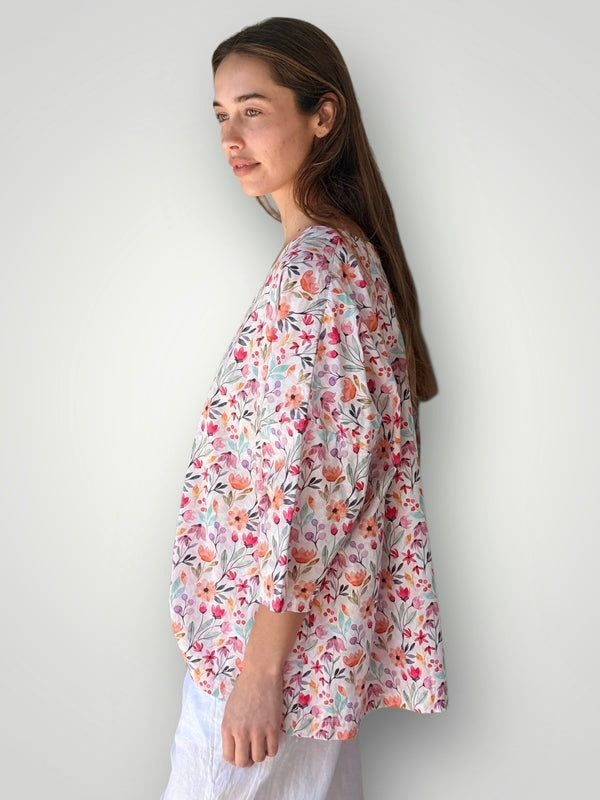 lydia top - tulip floral cotton