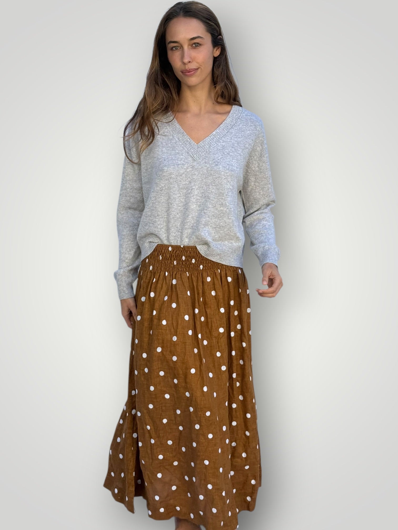 lulu skirt - caramel spot linen Apparel