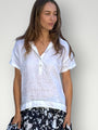 celia top -white linen Apparel