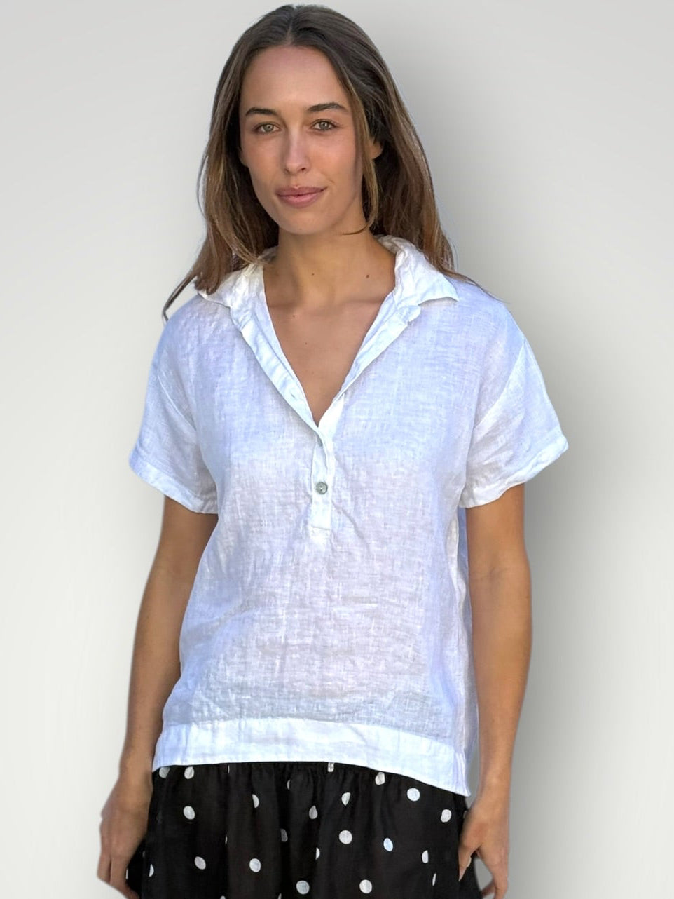 celia top -white linen Apparel