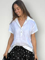 celia top -white linen Apparel