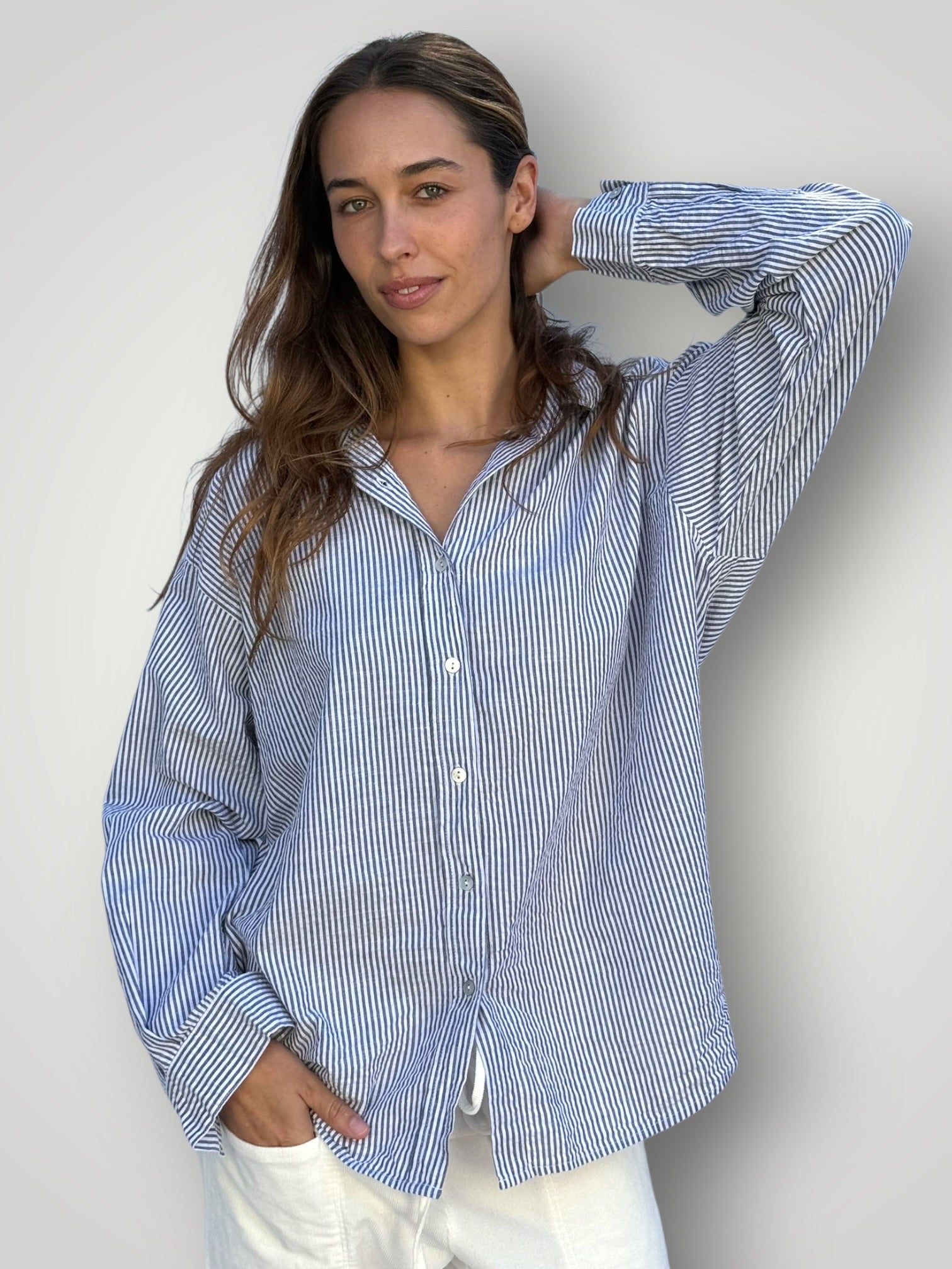 jordan shirt-fine grey stripe cotton