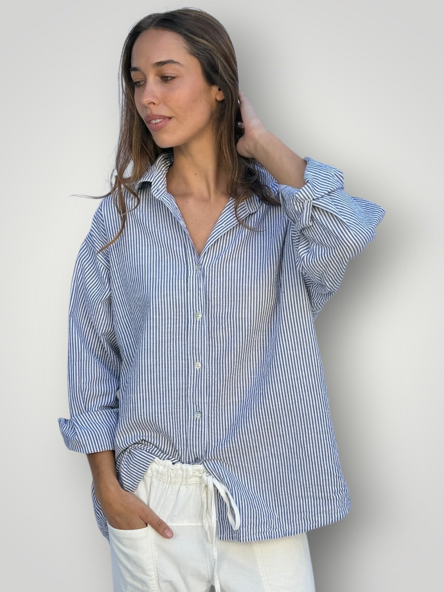 jordan shirt-fine grey stripe cotton