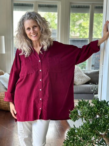 aiden oversized shirt - merlot cord Apparel