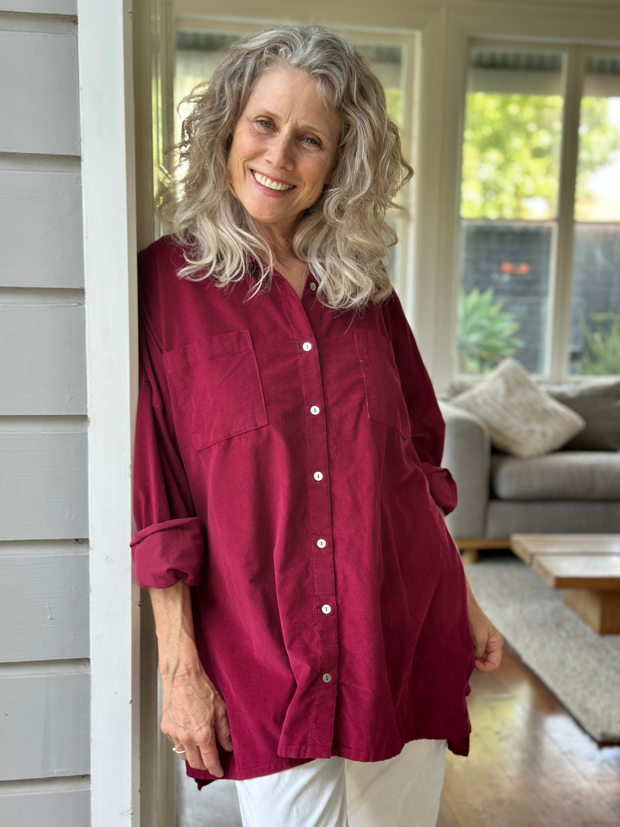 aiden oversized shirt - merlot cord Apparel