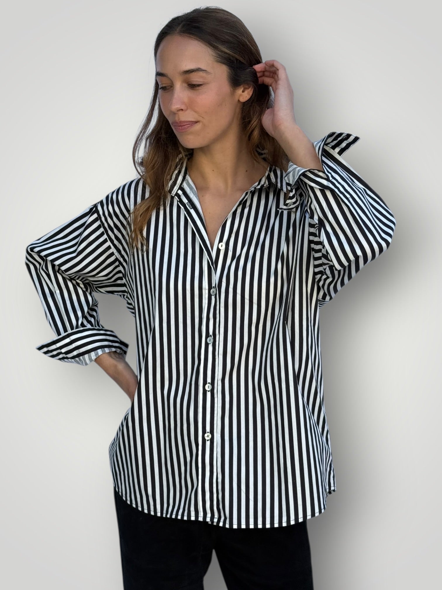 jordan shirt-black stripe cotton