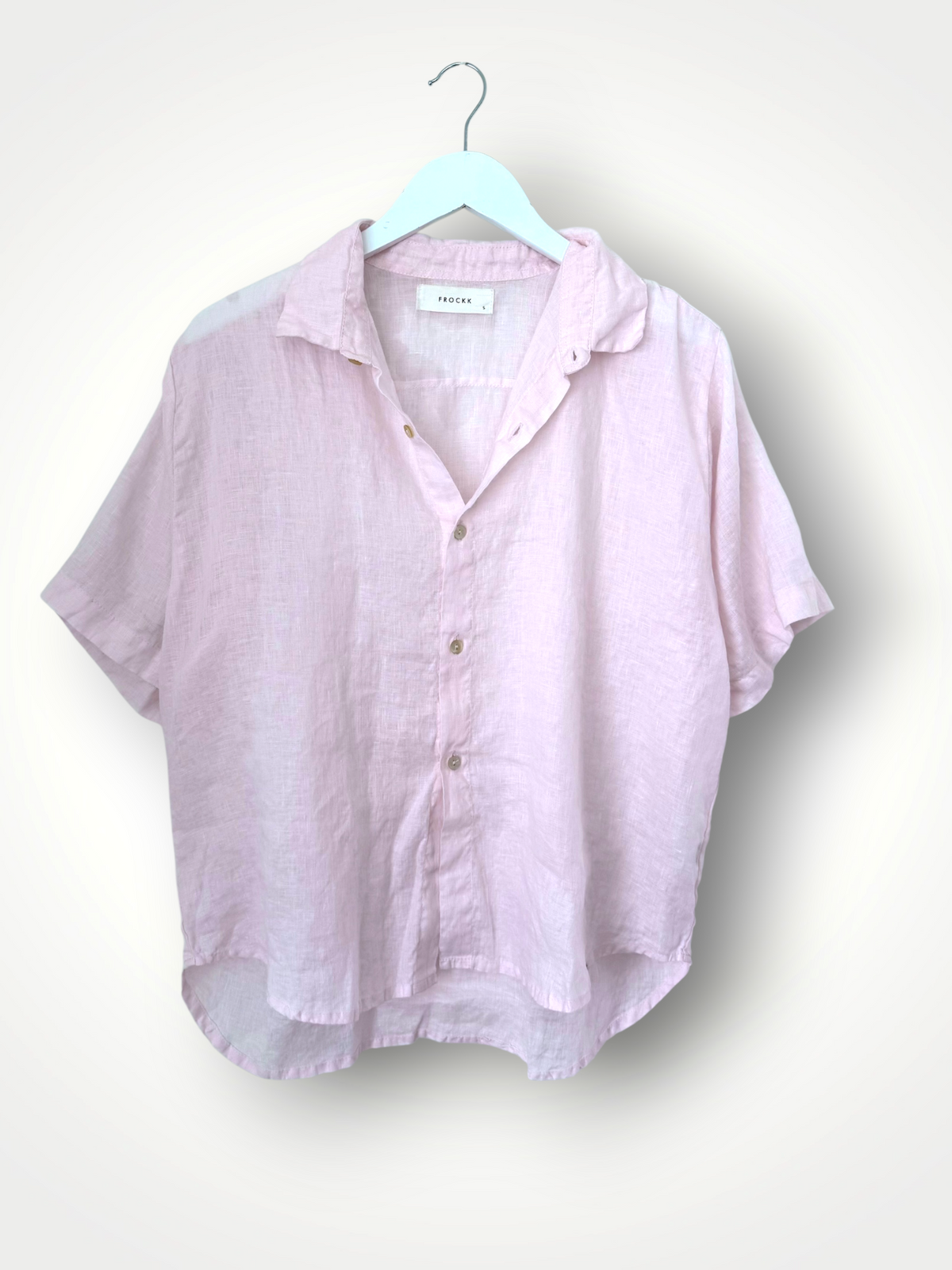 august shirt-soft pink linen Apparel
