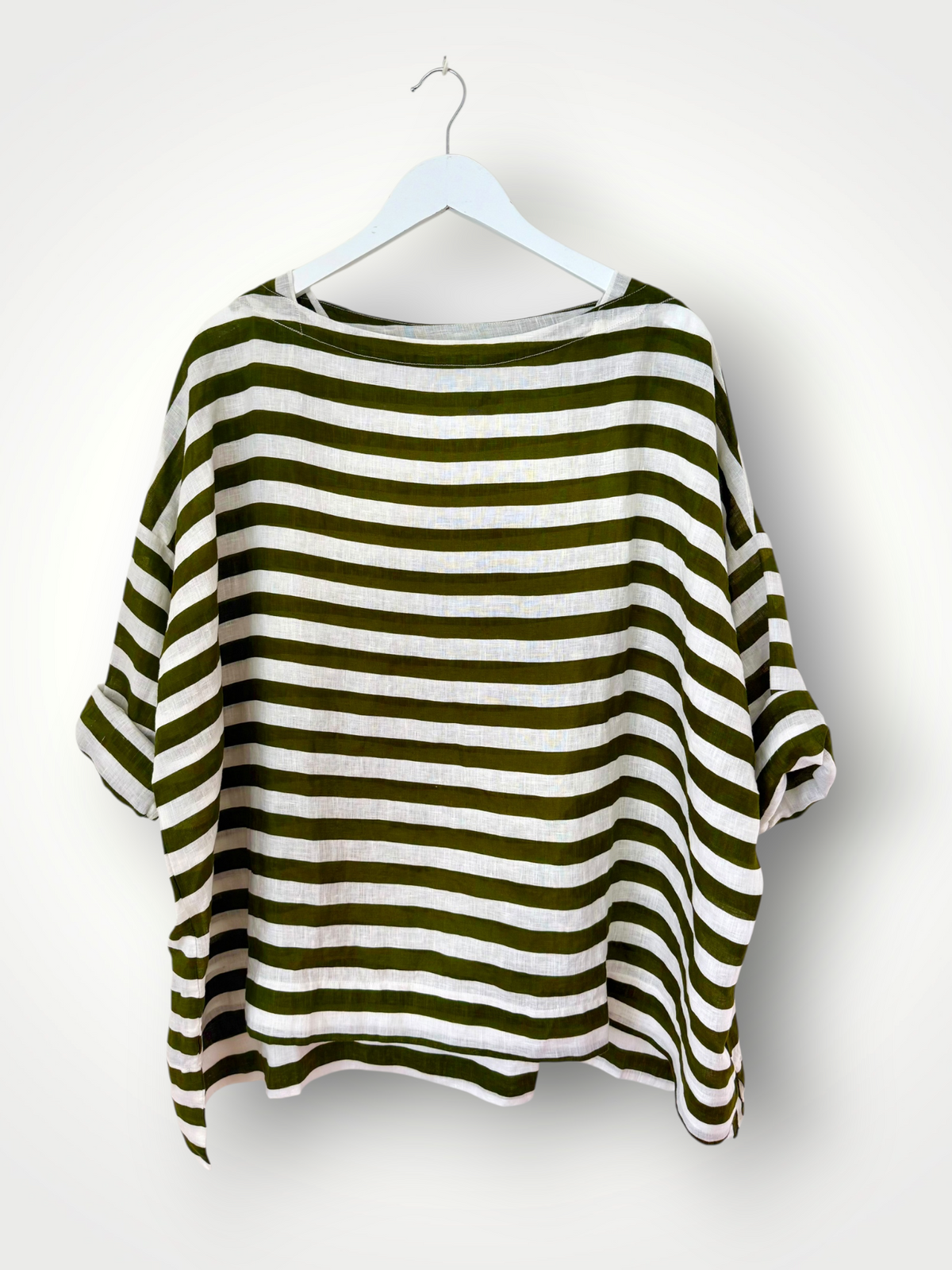 avril top - army stripe linen Apparel