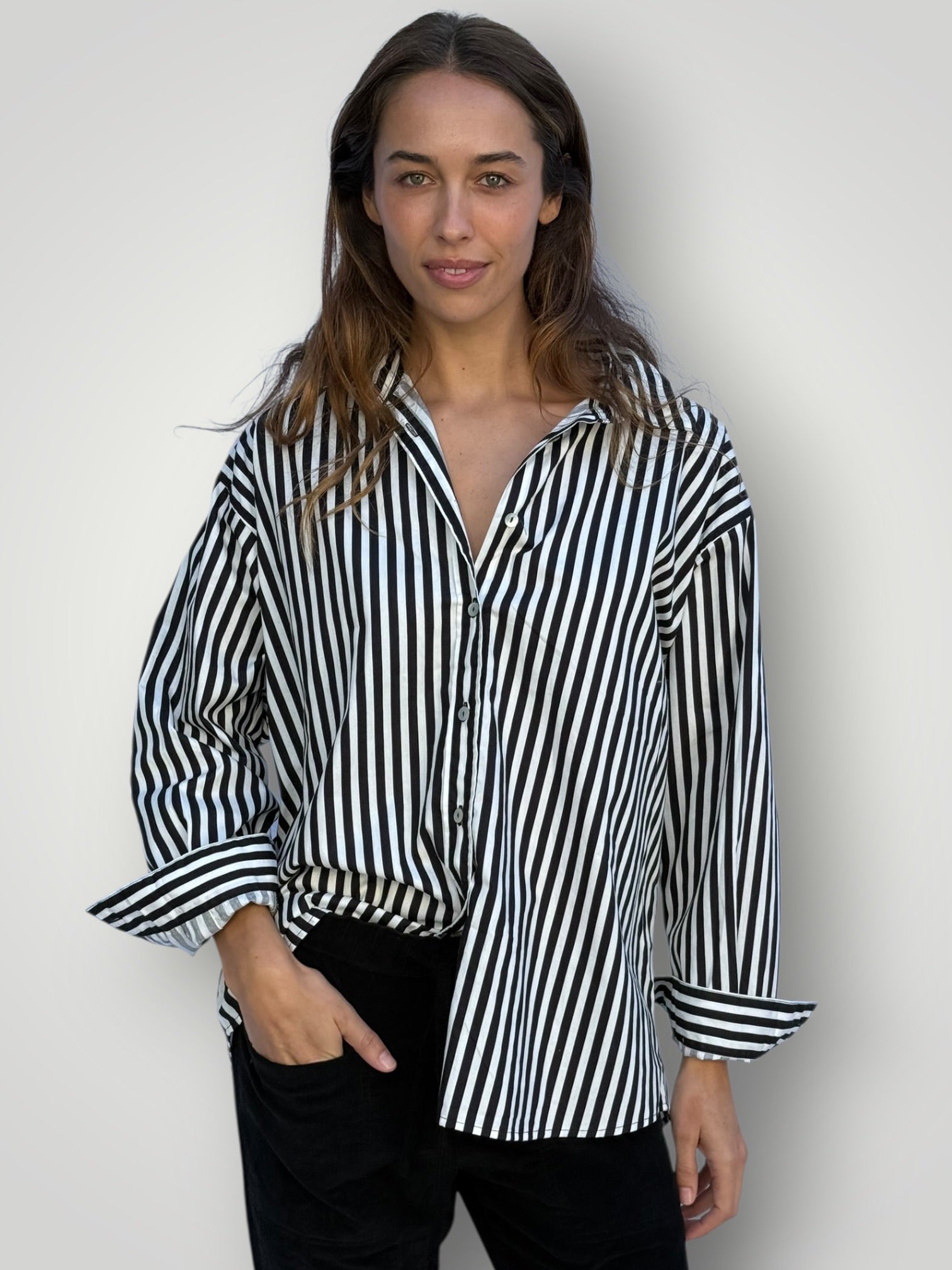 jordan shirt-black stripe cotton