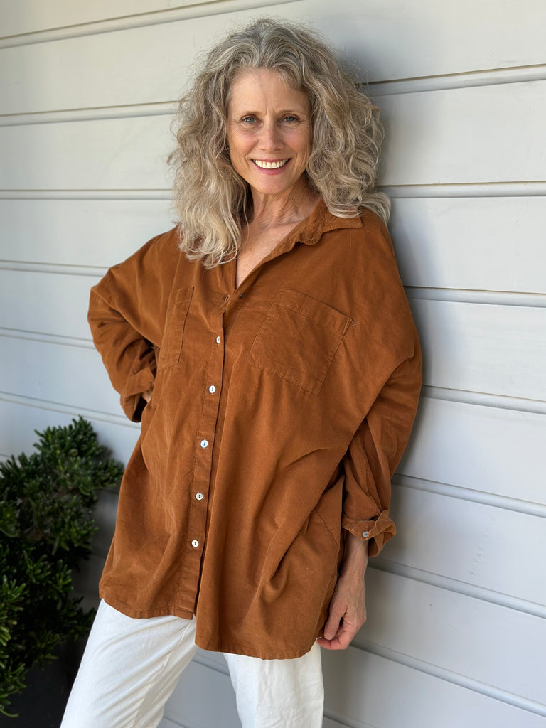 aiden oversized shirt - caramel cord Apparel