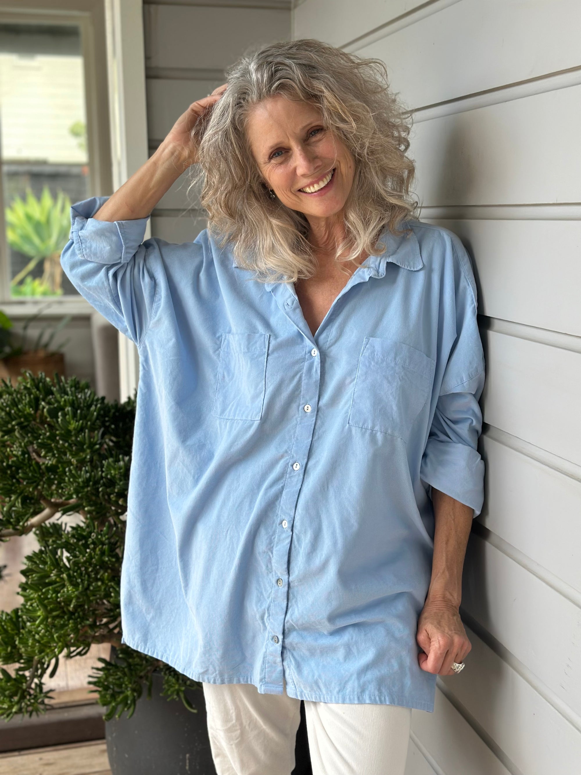 aiden oversized shirt - soft blue cord Apparel