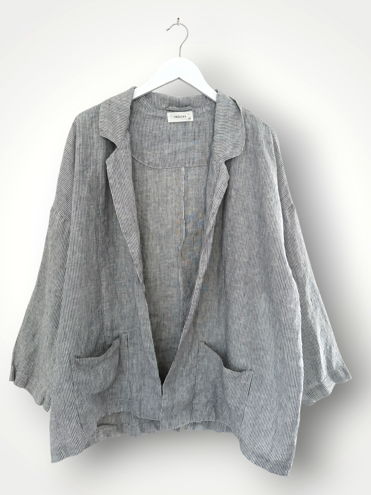 albert jacket - fine grey stripe linen