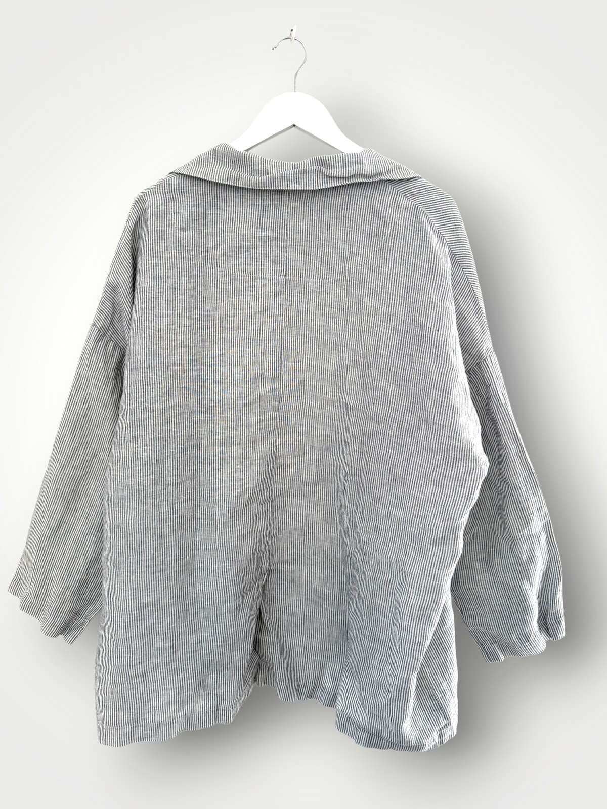 albert jacket - fine grey stripe linen