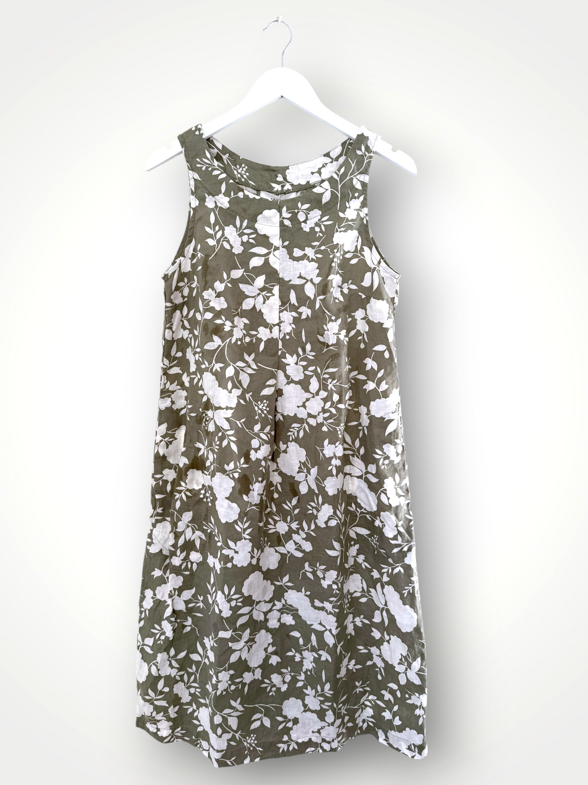 becky dress - sage flower linen