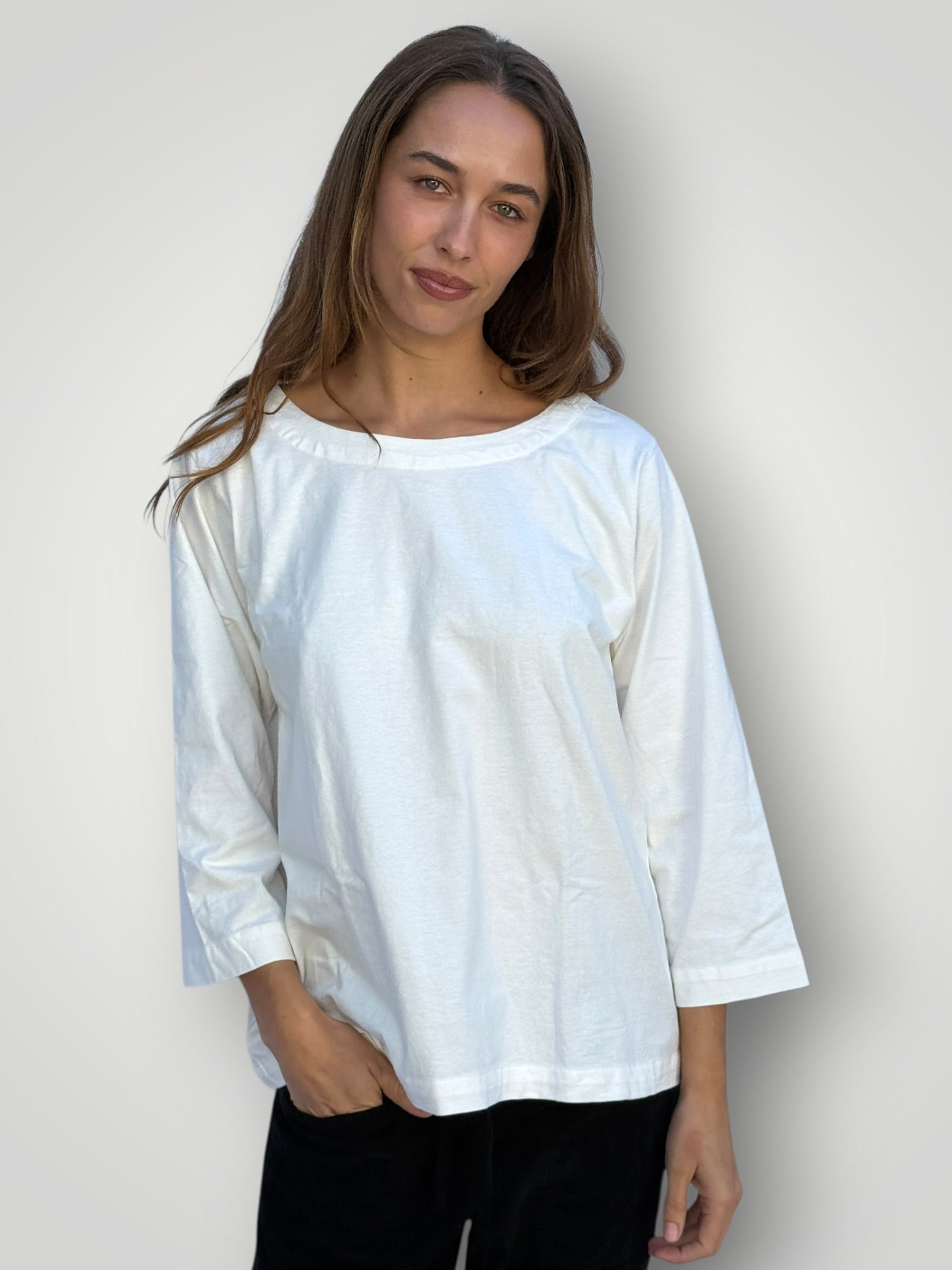 april cotton knit top-chalk Apparel
