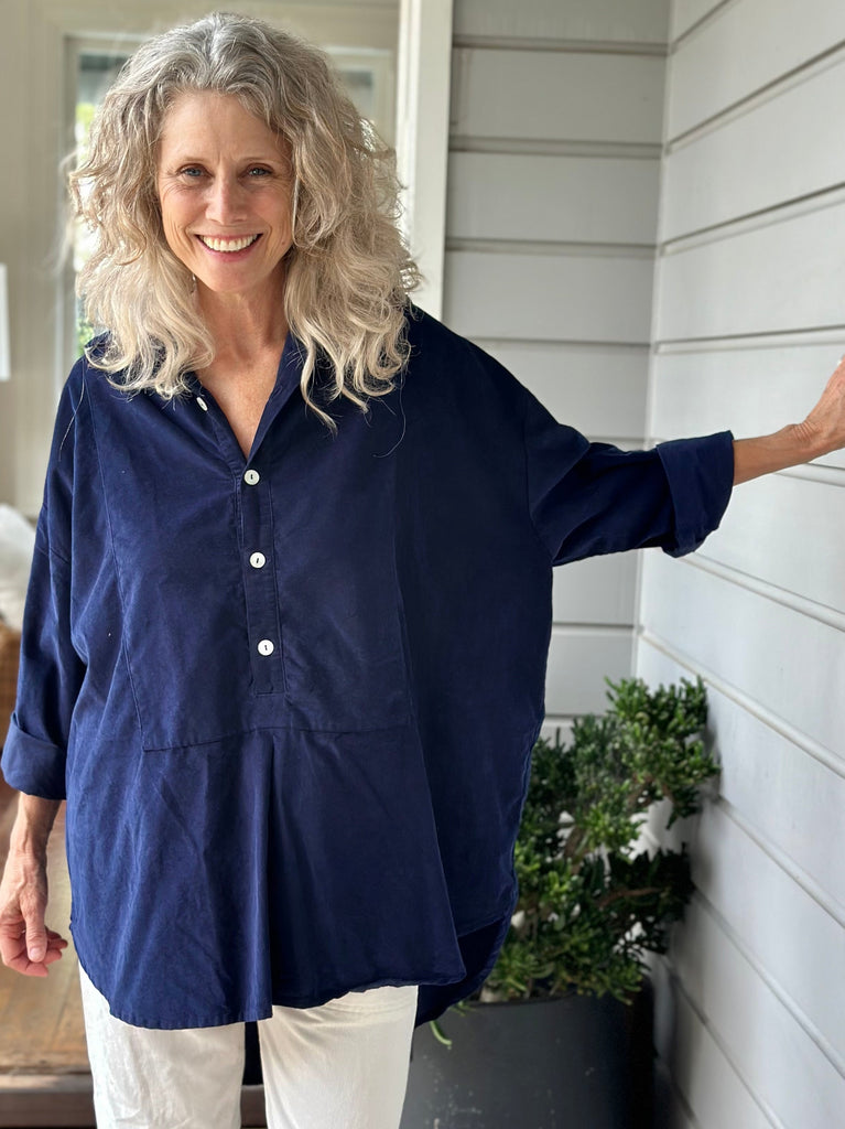 megan shirt-indigo cord Apparel