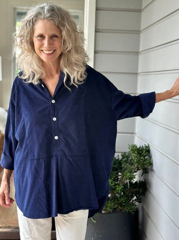 megan shirt-indigo cord Apparel