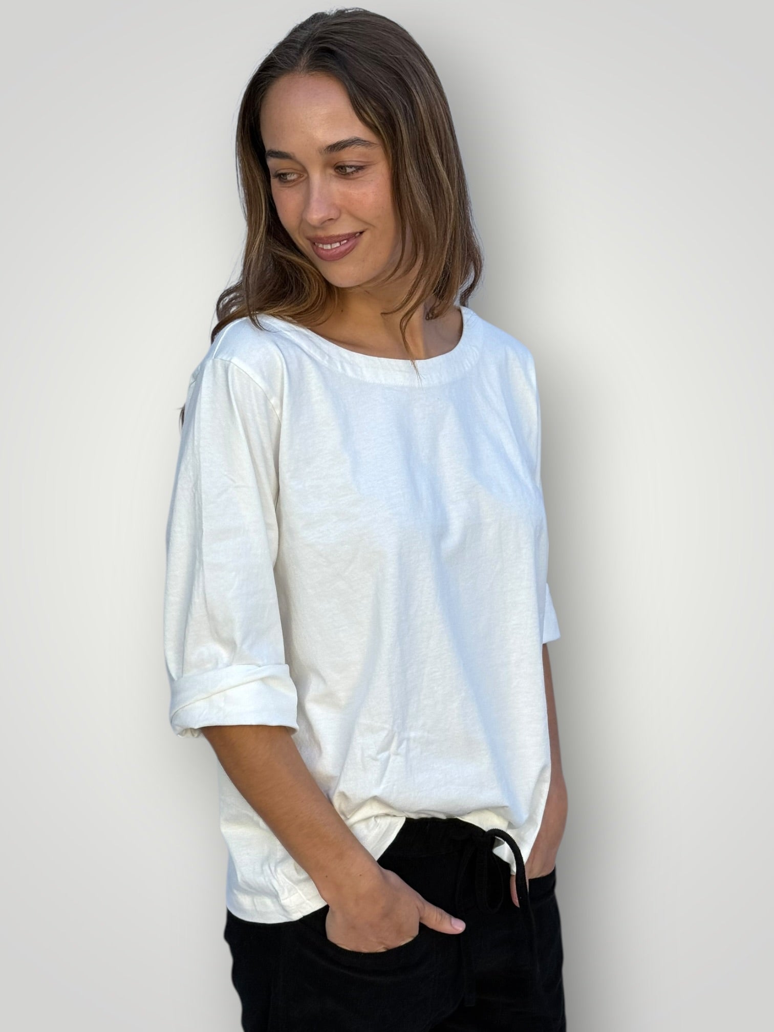 april cotton knit top-chalk Apparel