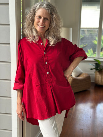 megan shirt - winter red cord Apparel