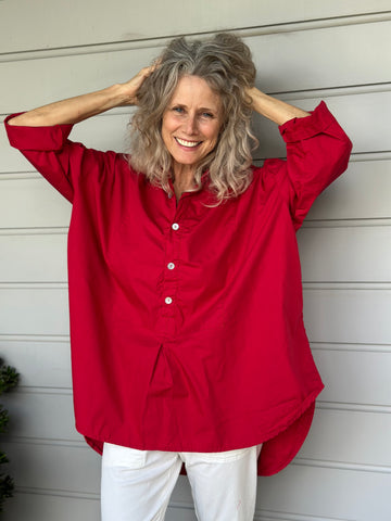 megan shirt - red cotton Apparel