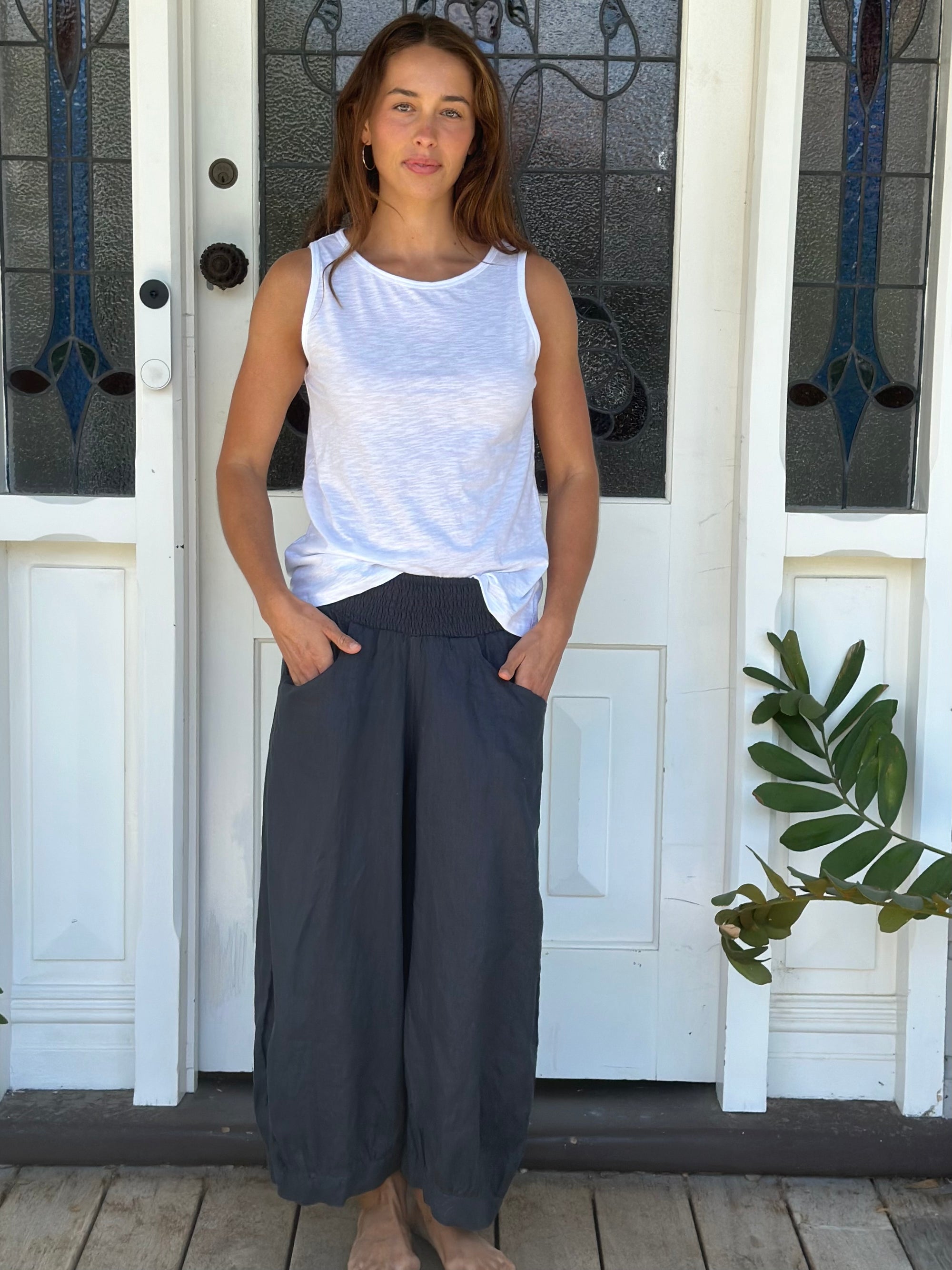 jackie pant - charcoal linen Apparel  