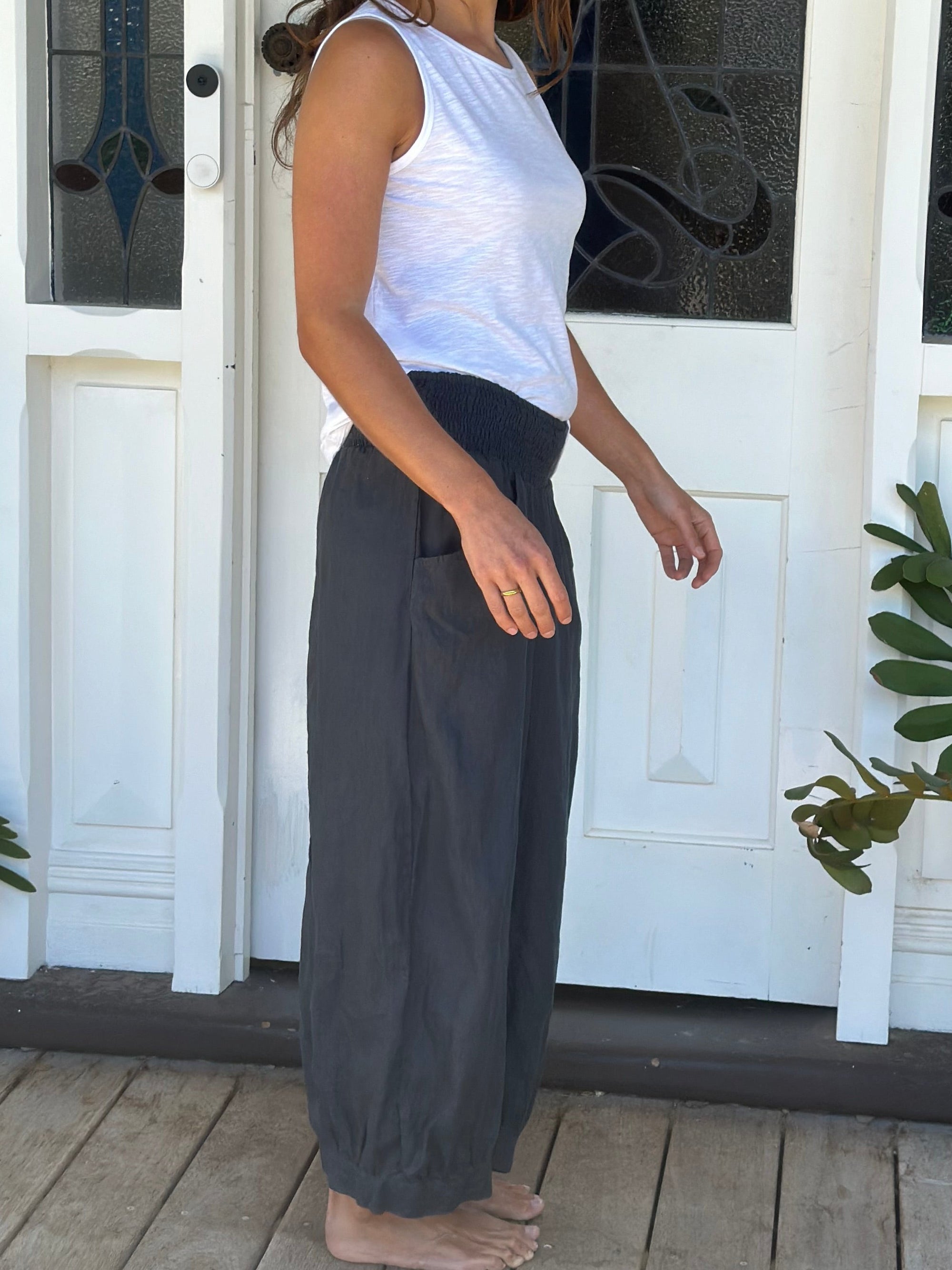 jackie pant - charcoal linen Apparel  