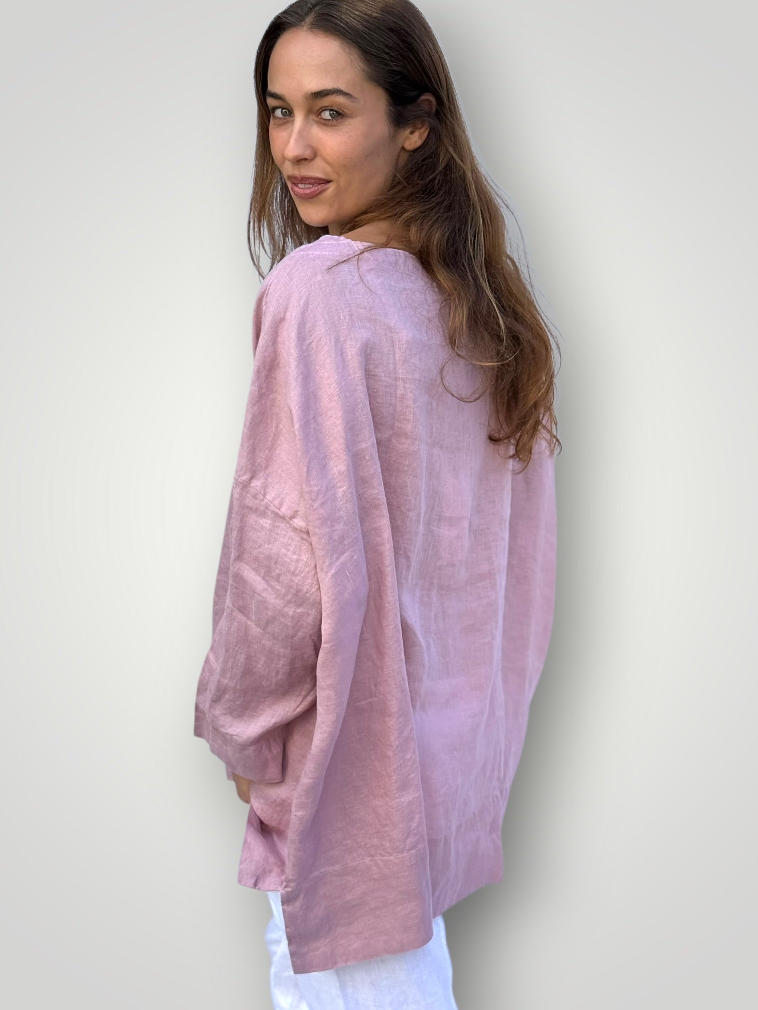 avril top - dusty rose linen Apparel