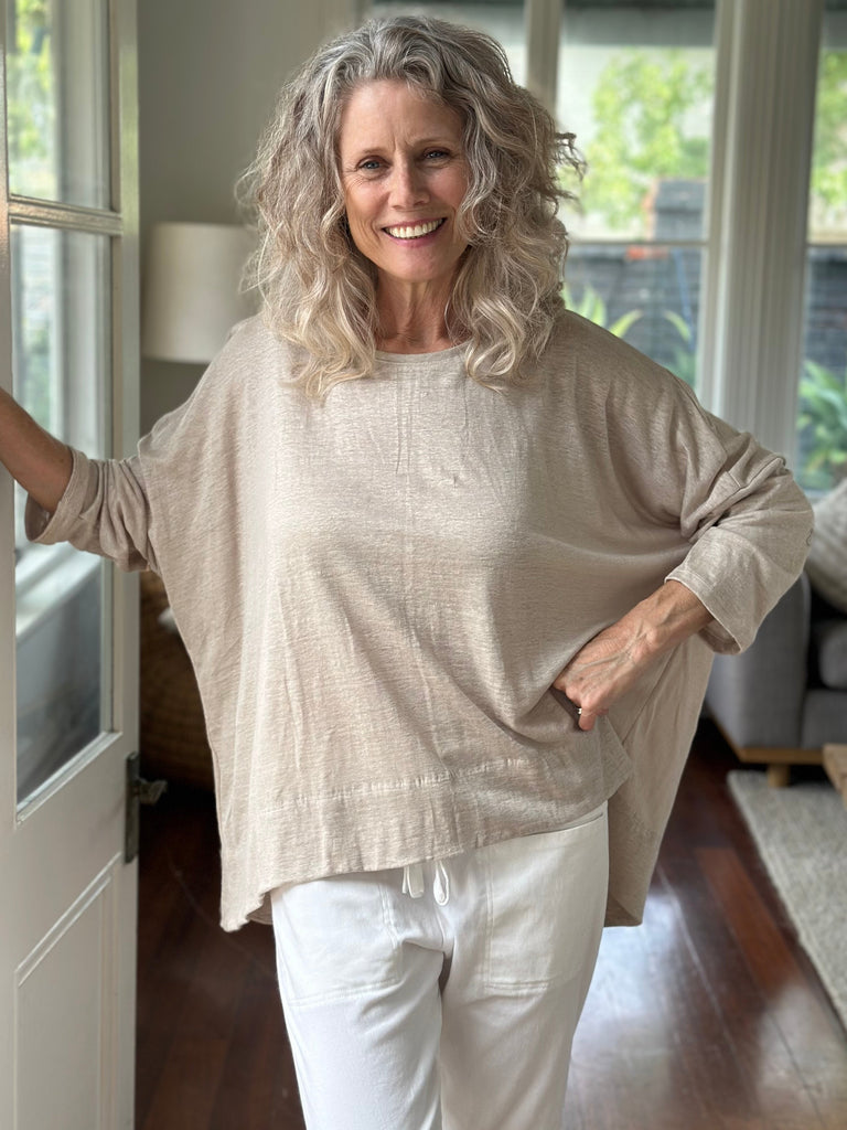 nina top - natural linen knit General