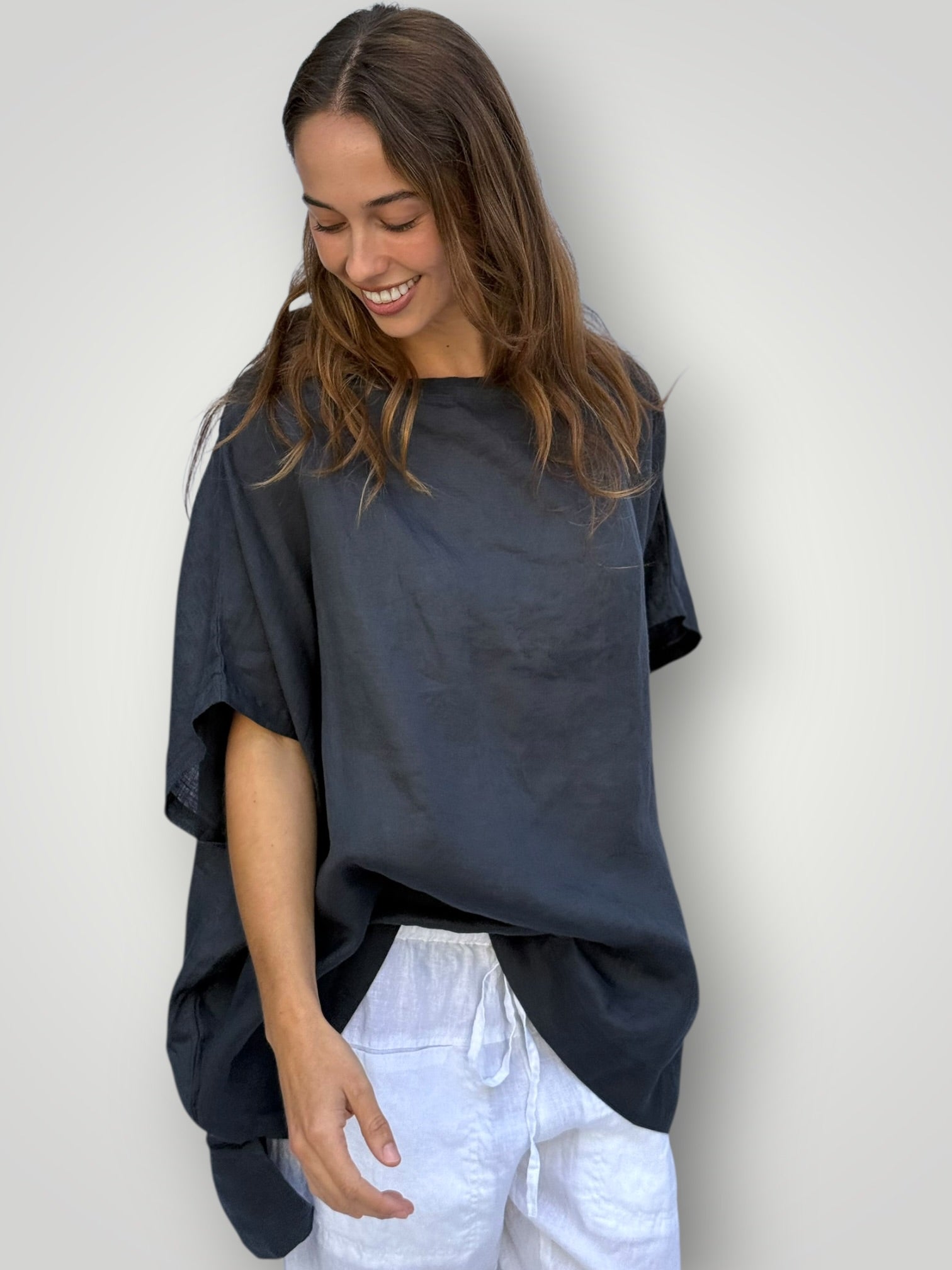 sammy top -charcoal linen Apparel