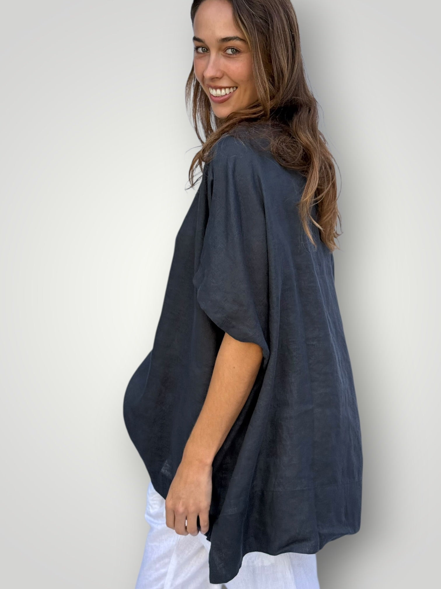 sammy top -charcoal linen Apparel