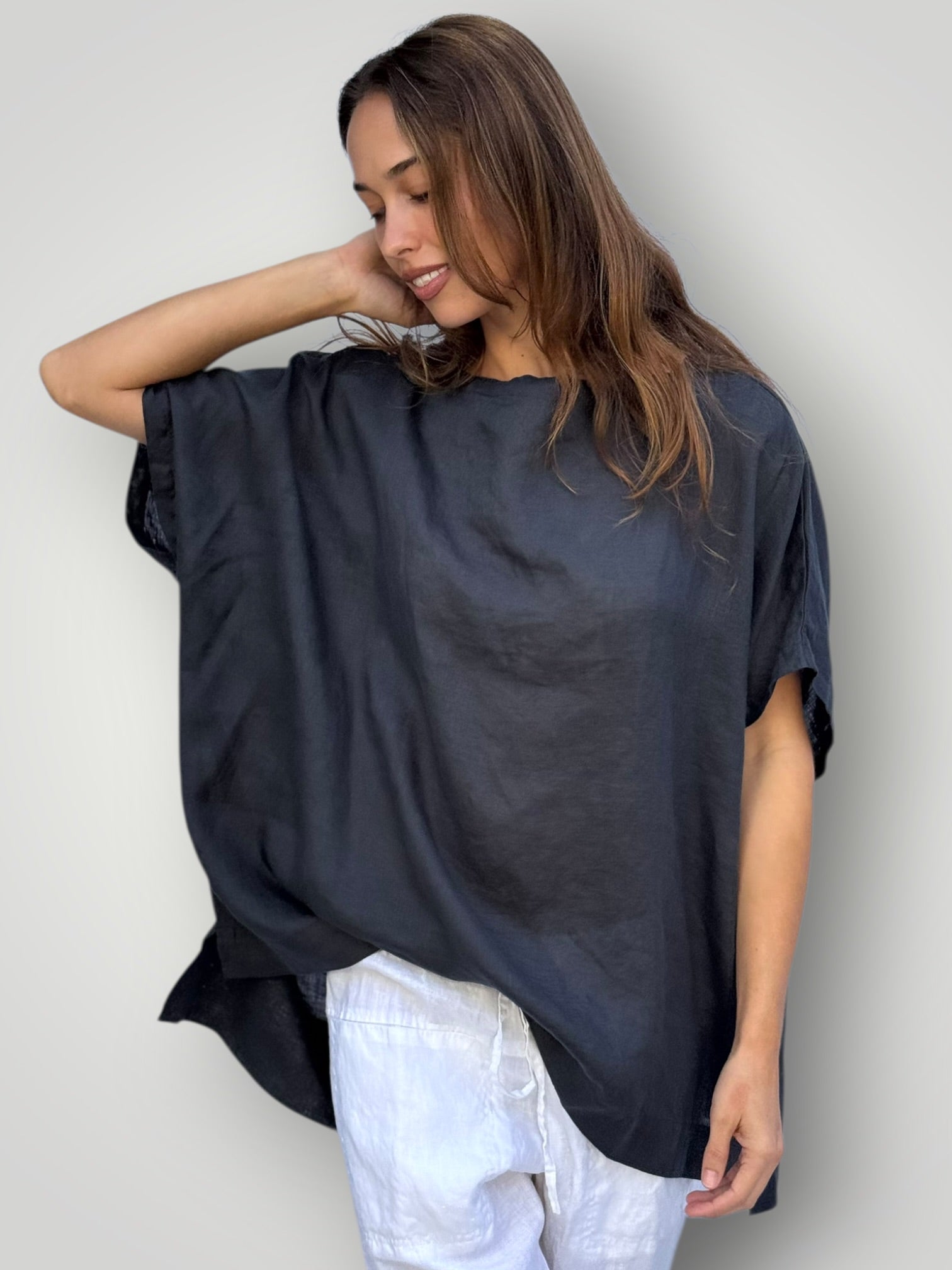 sammy top -charcoal linen Apparel
