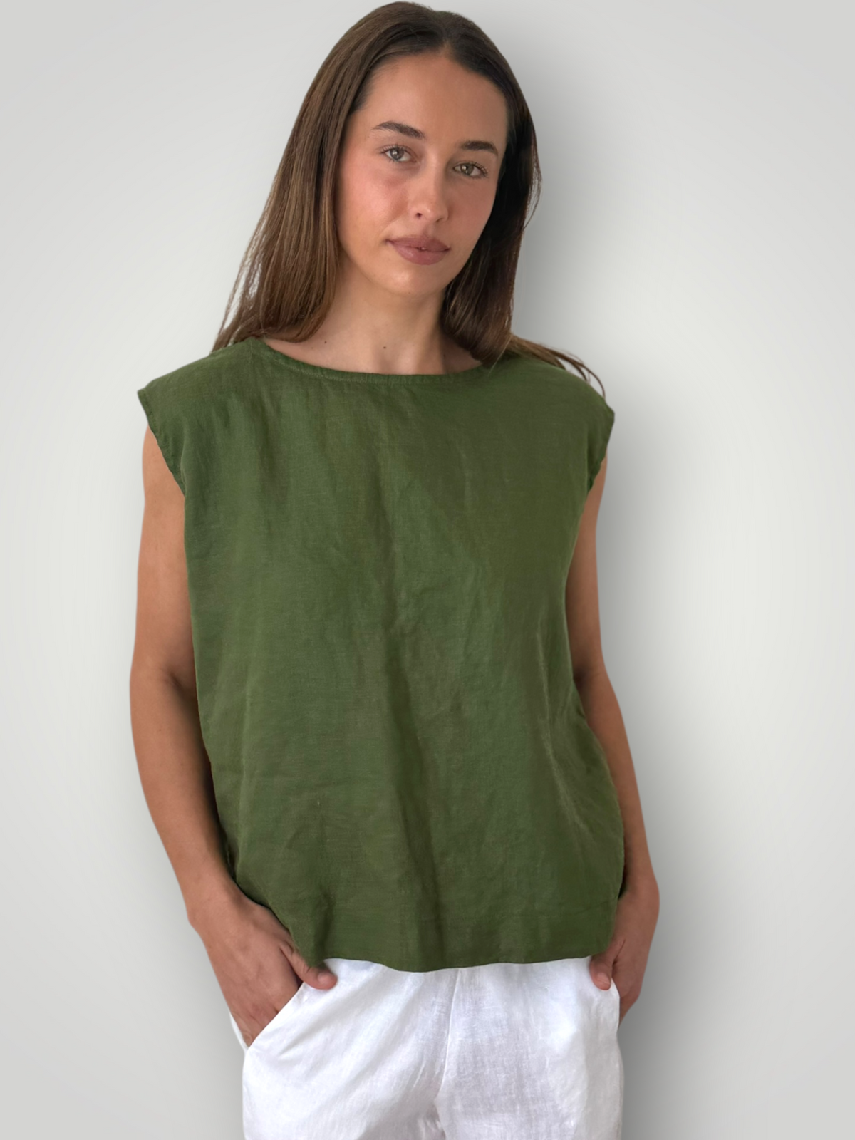 eva top - moss linen Apparel
