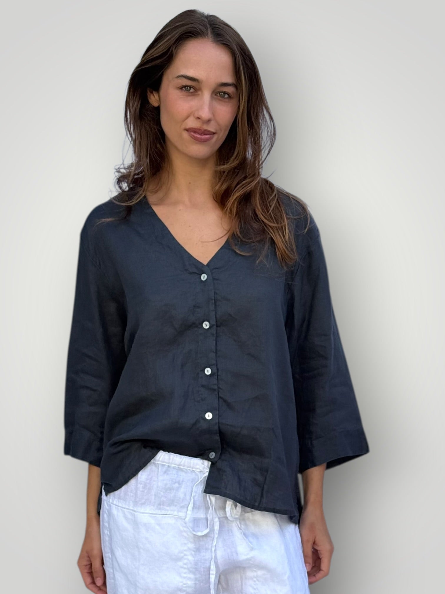 raine shirt - charcoal linen Apparel