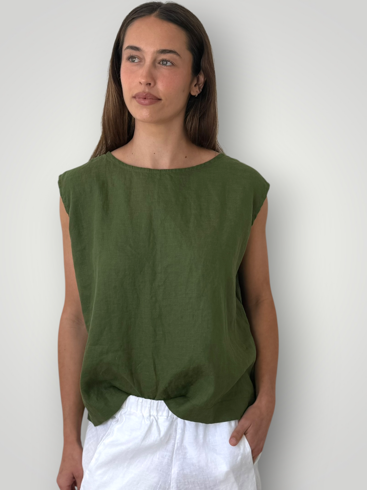 eva top - moss linen Apparel