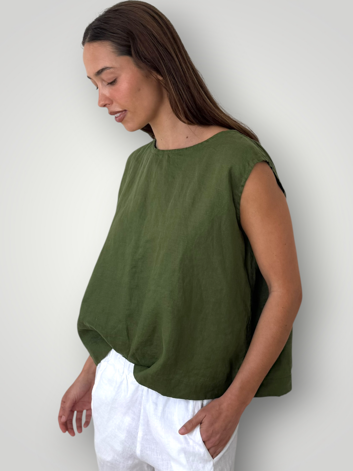 eva top - moss linen Apparel