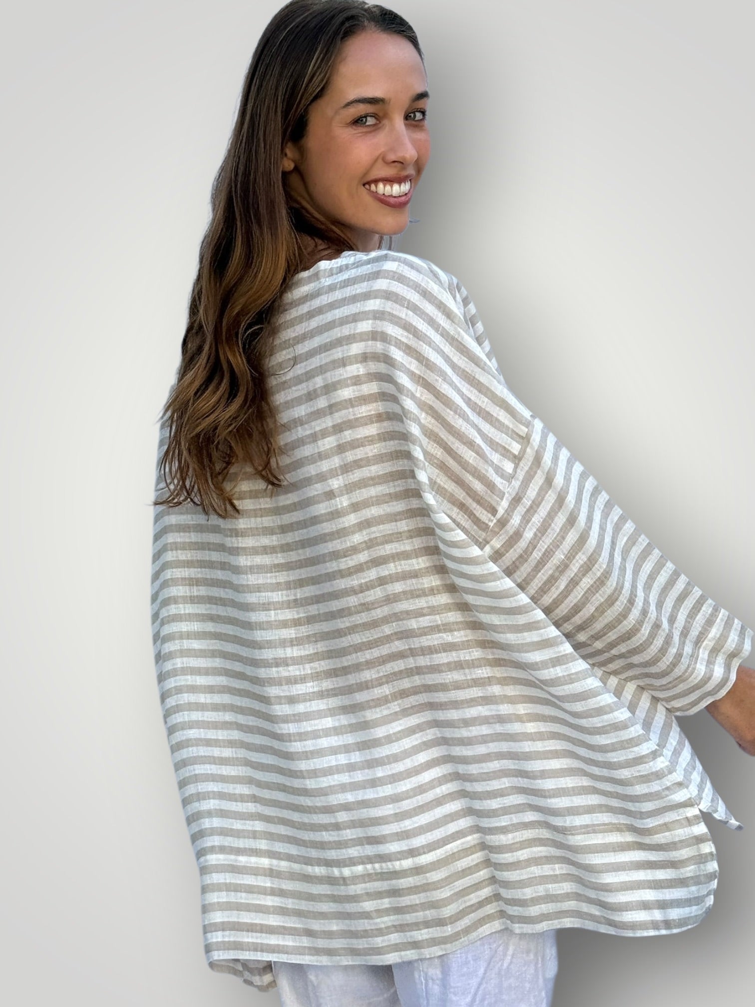 avril top - natural stripe linen Apparel