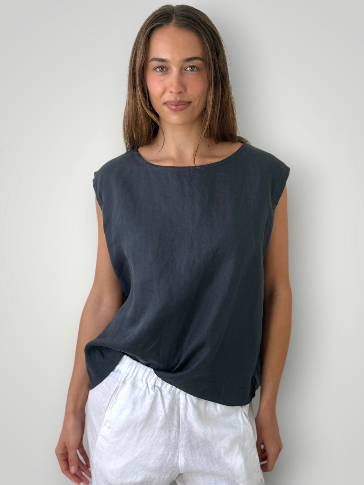 eva top - charcoal linen Apparel