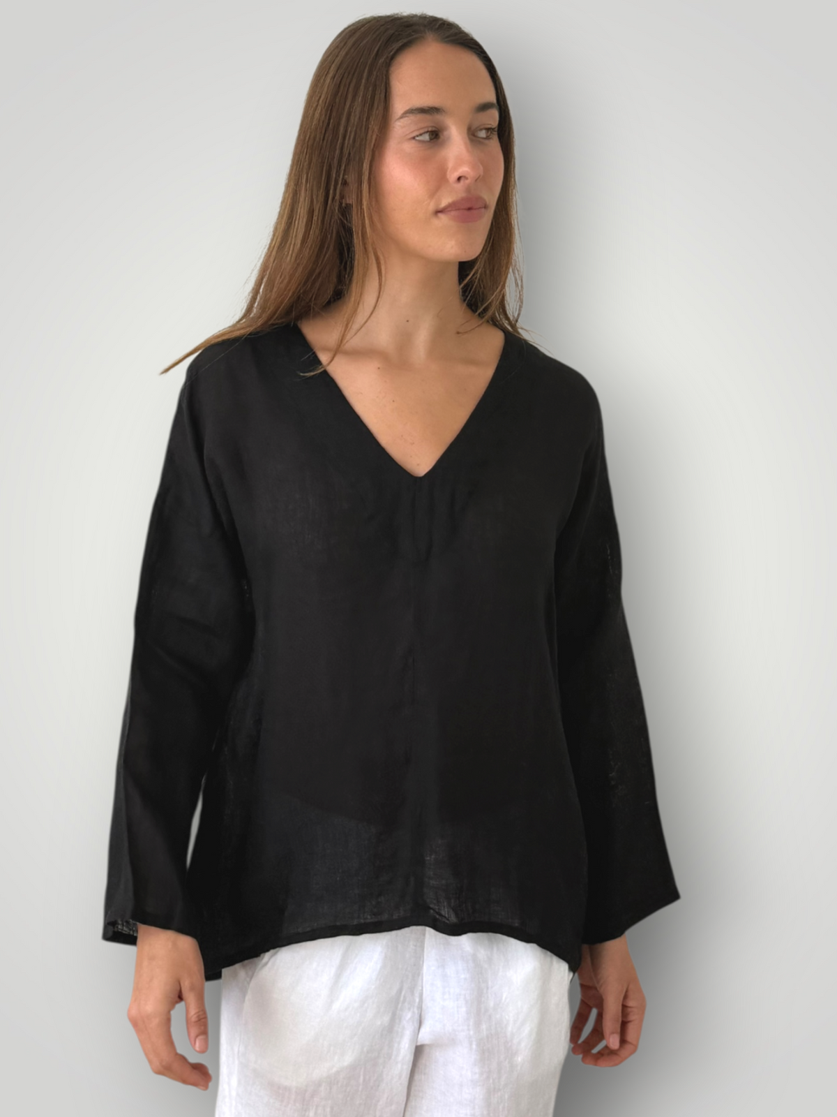 paige top - black linen Apparel