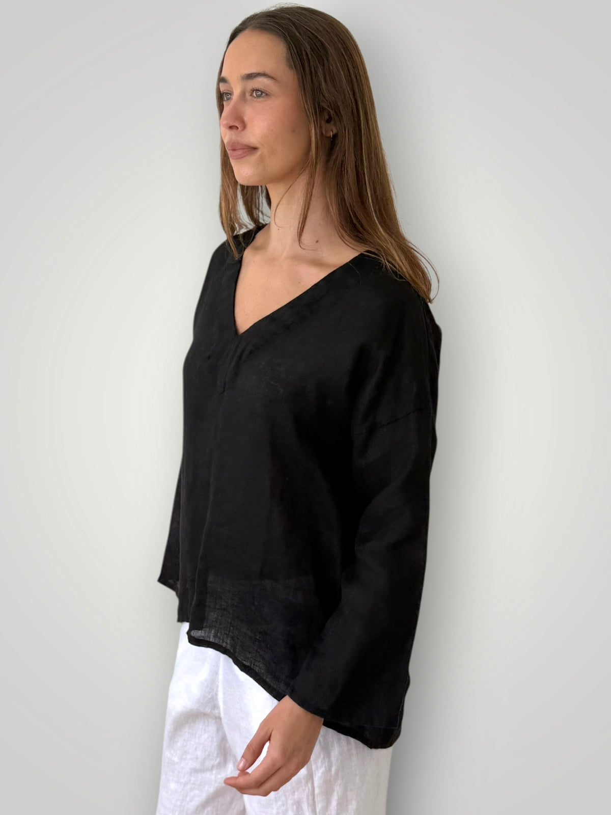 paige top - black linen Apparel