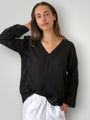paige top - black linen Apparel