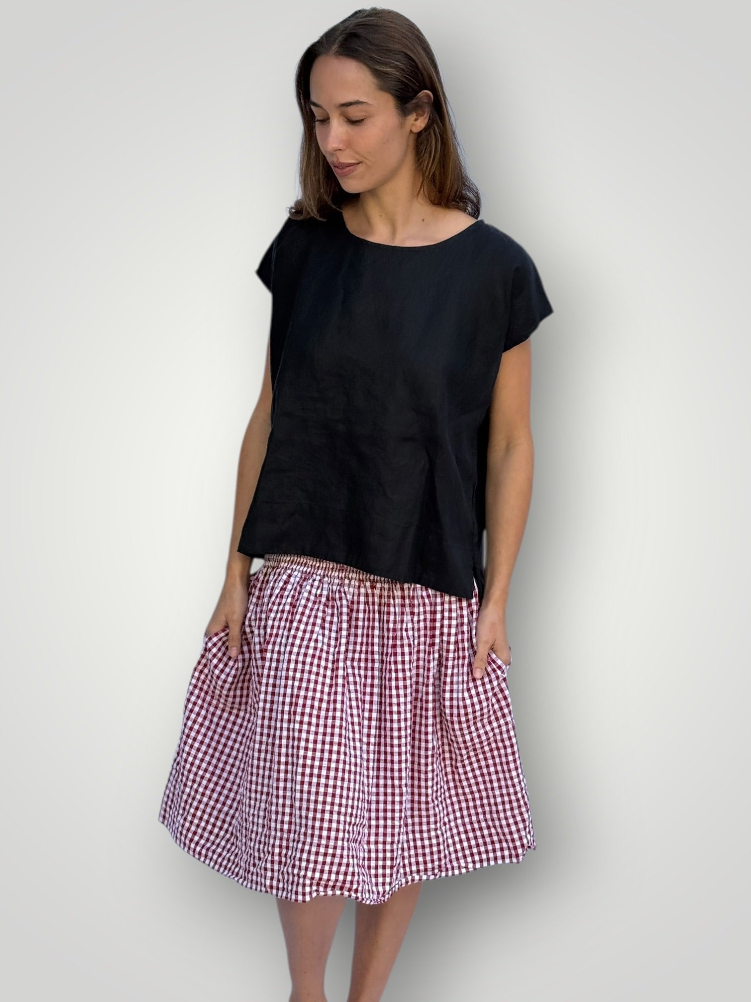 zoe skirt - red gingham cotton Apparel