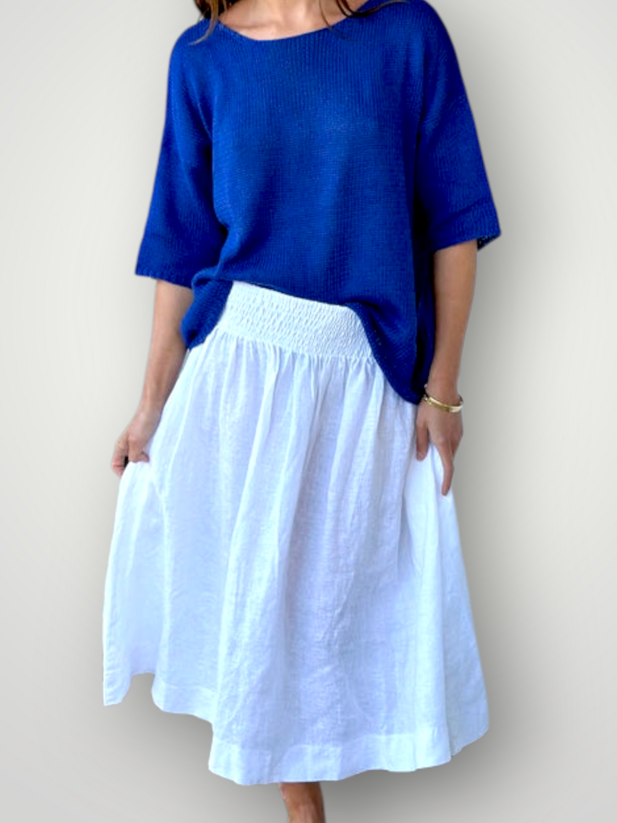 lola skirt-white linen Apparel